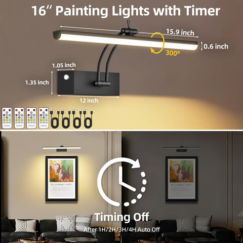 YIEELOG 4-pack black picture lights for multiple displays