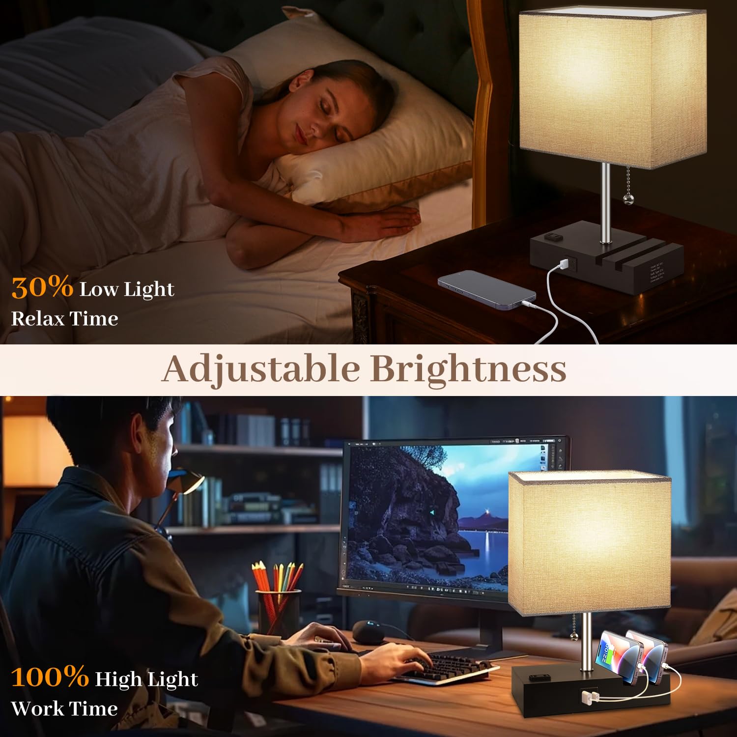 YIEELOG lamp with built in phone stand for hands free viewing