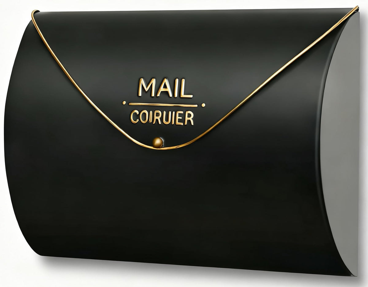 Yielycan black wall-mount mailbox front view with modern design and generous capacity