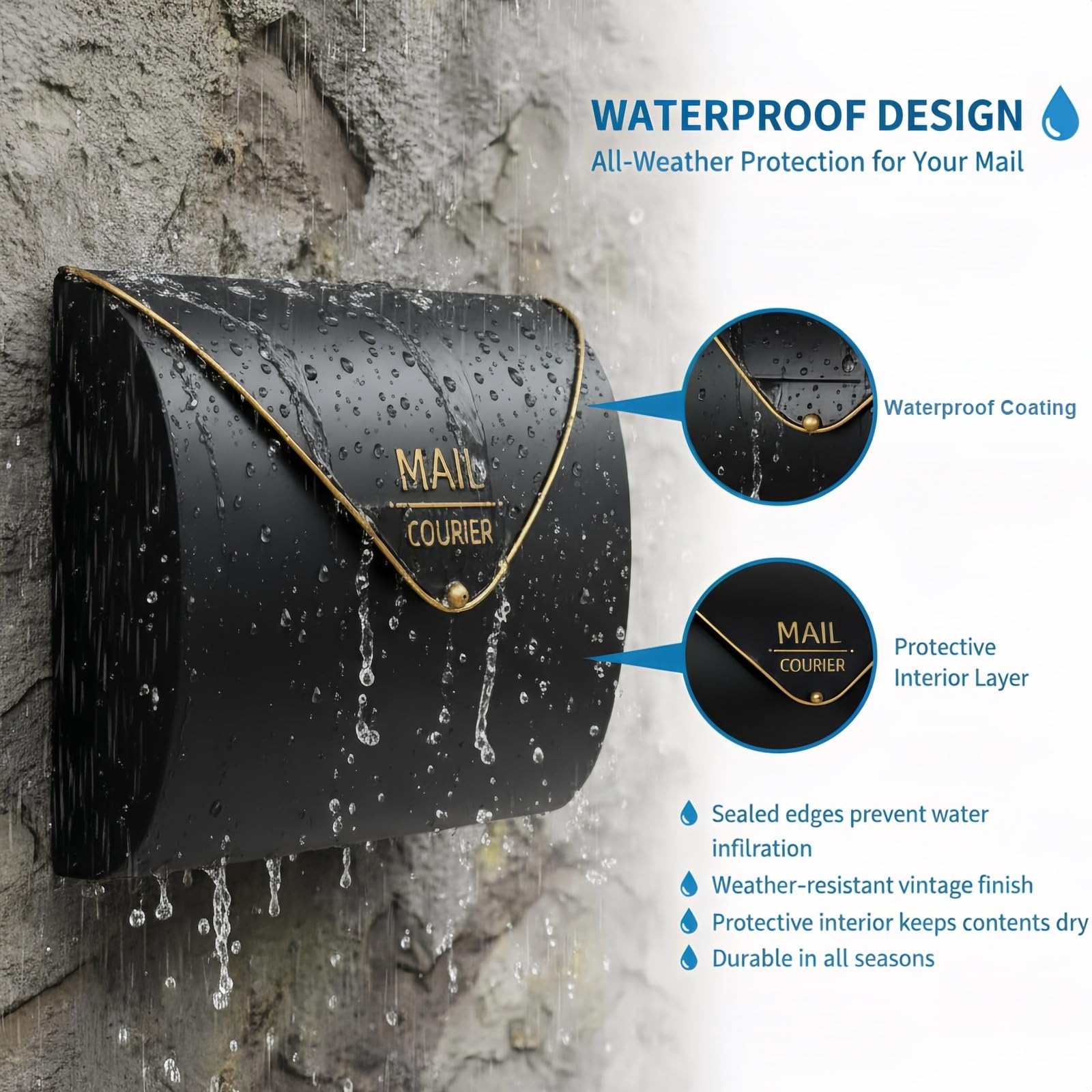 Yielycan large-capacity wall mailbox suitable for daily mail and small packages