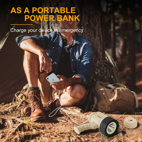 YIERBLUE adjustable stand enables hands-free lighting during camping