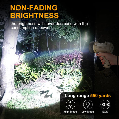 YIERBLUE million-lumen spotlight beam for long-range visibility