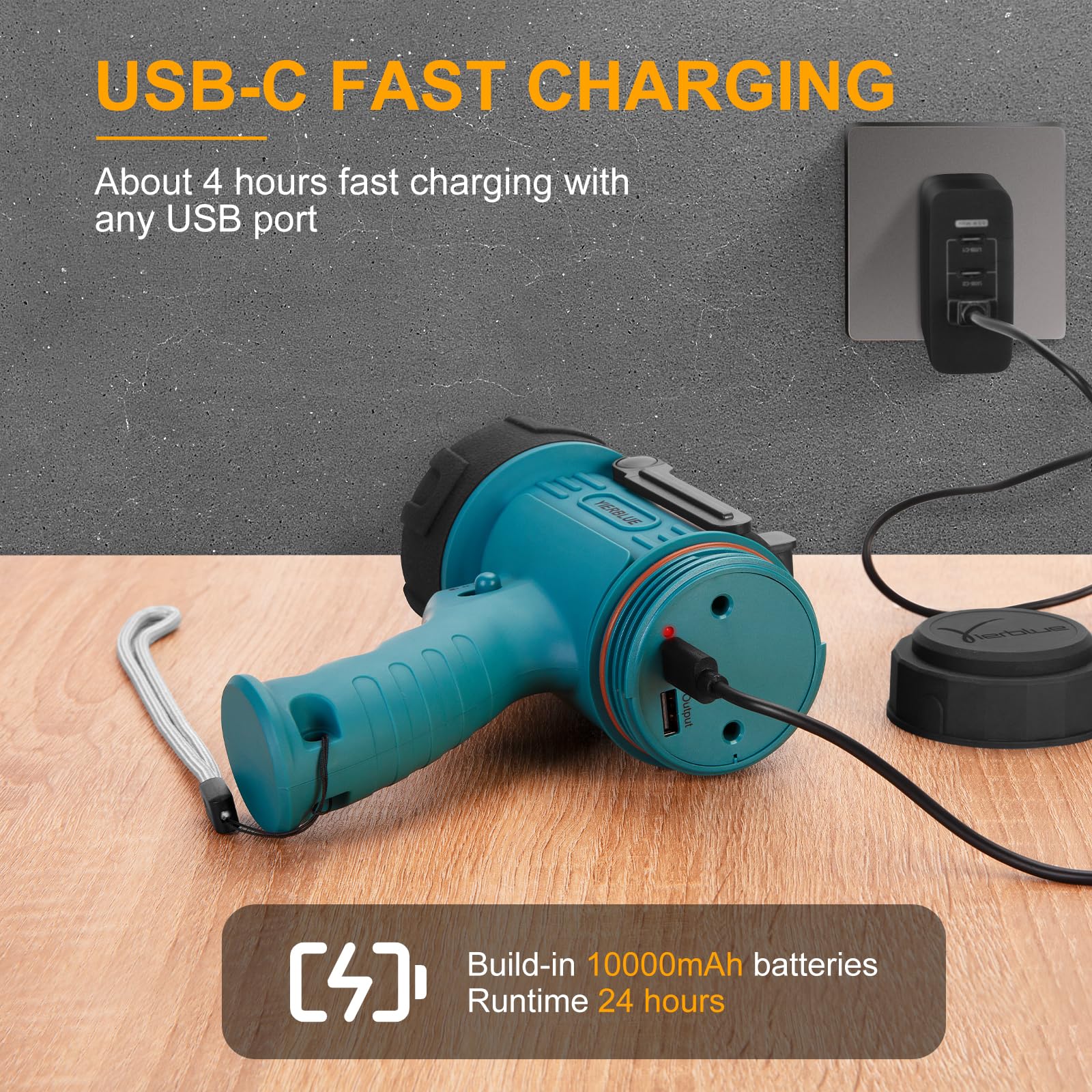 YIERBLUE rechargeable battery delivers up to 12 hours on low setting