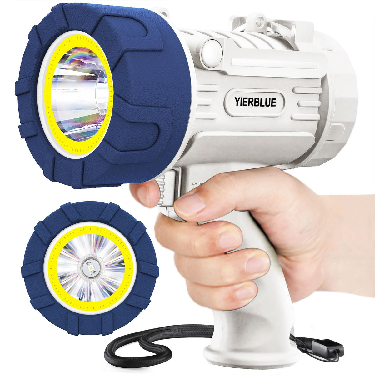 YIERBLUE Rechargeable Spotlight beam for long-range outdoor visibility