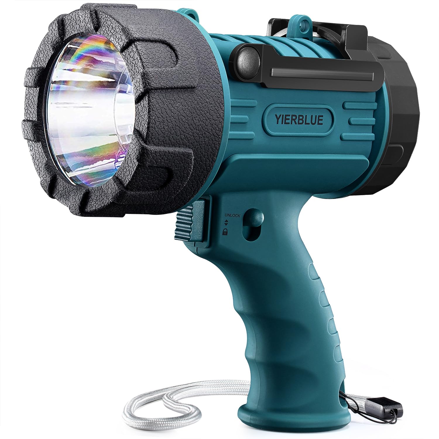 YIERBLUE rechargeable spotlight with foldable stand for hands-free lighting