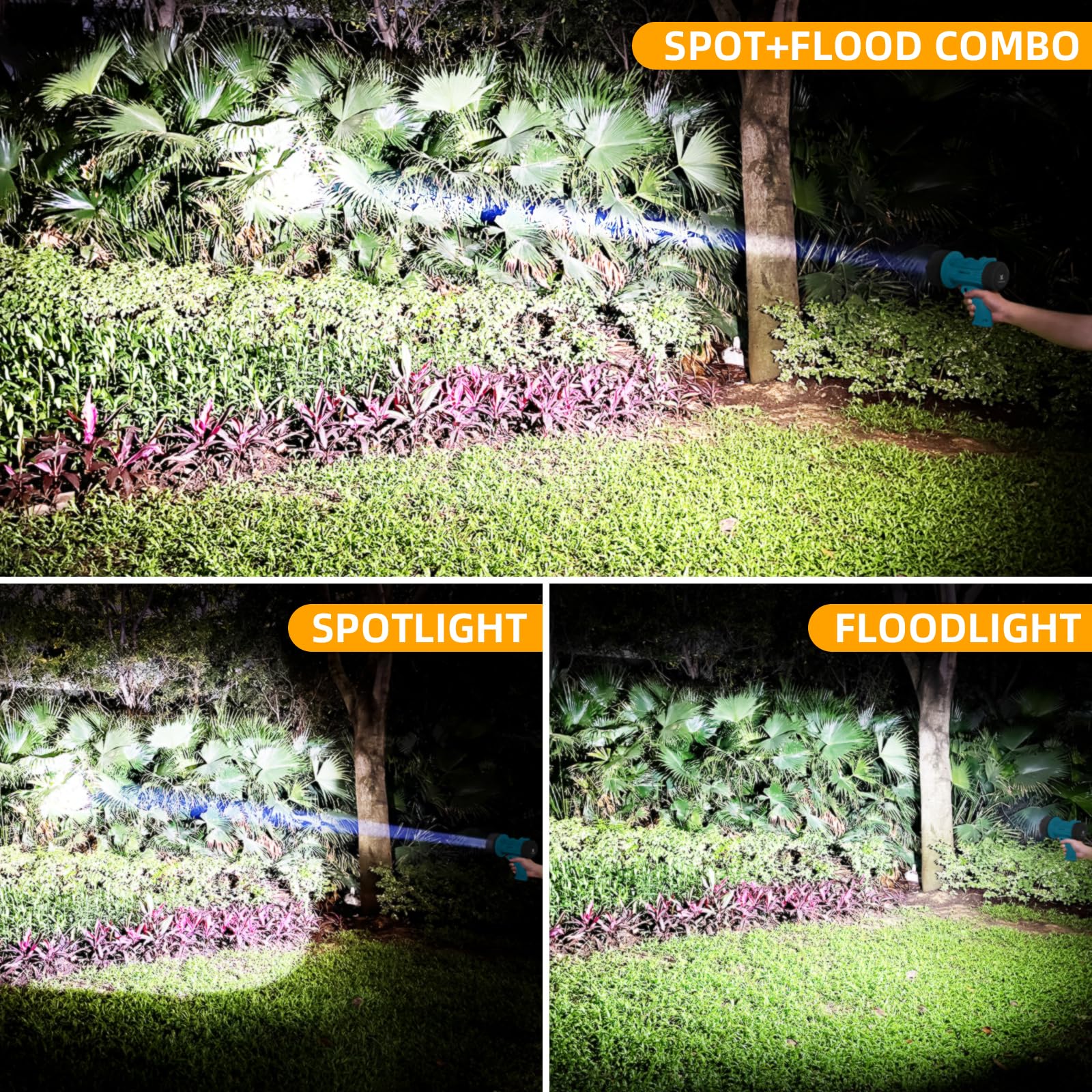 YIERBLUE rechargeable spotlight side view highlighting rugged, durable build