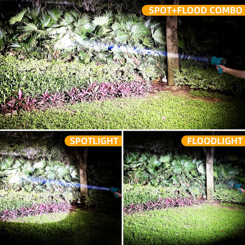 YIERBLUE rechargeable spotlight side view highlighting rugged, durable build