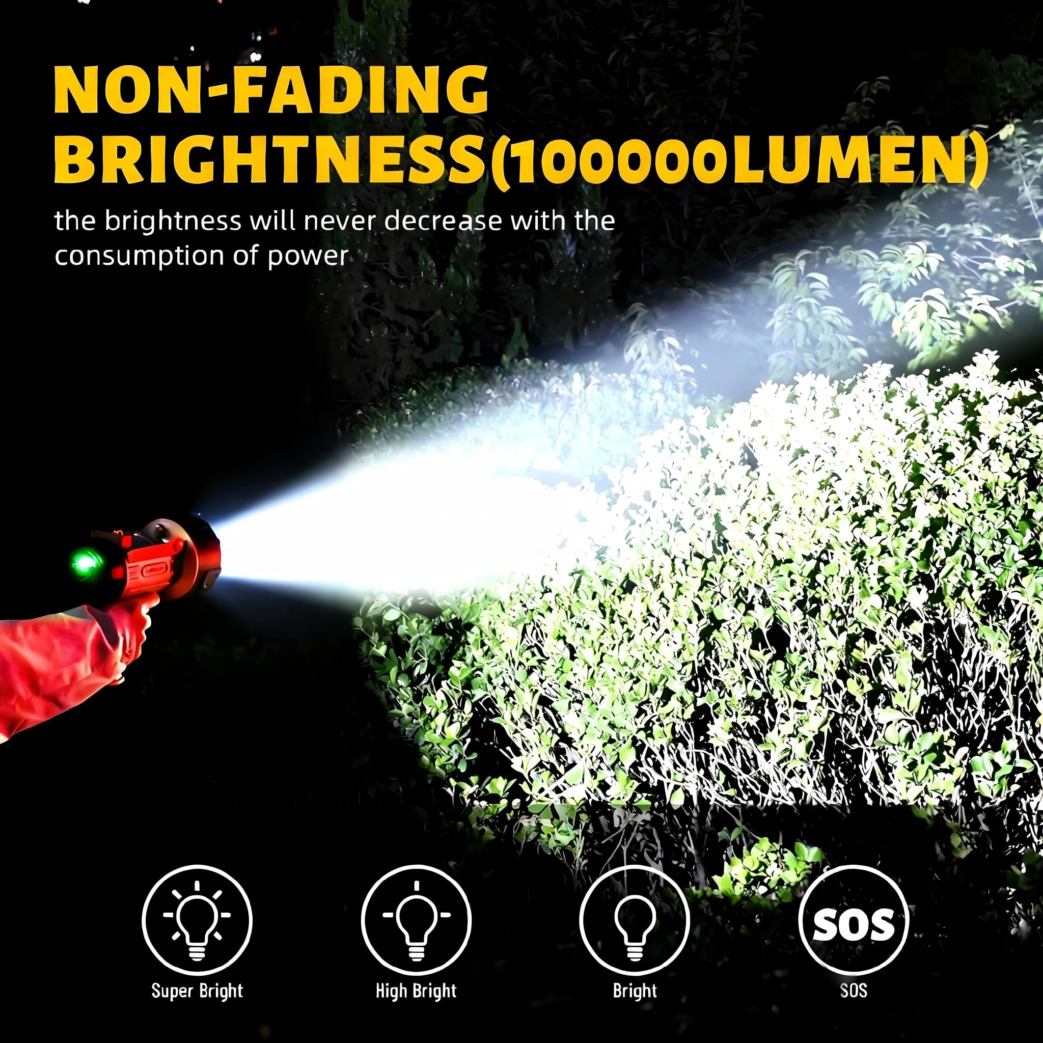 YIERBLUE 1,000,000 lumen spotlight with wide beam for challenging terrains