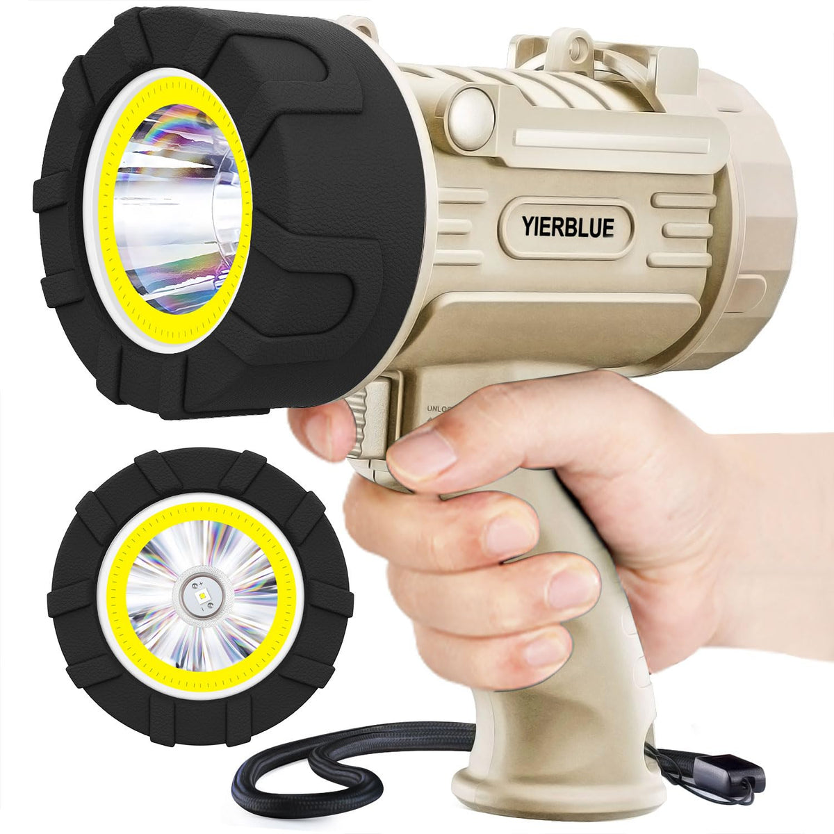 YIERBLUE spotlight beam for outdoor work sites and long-range visibility