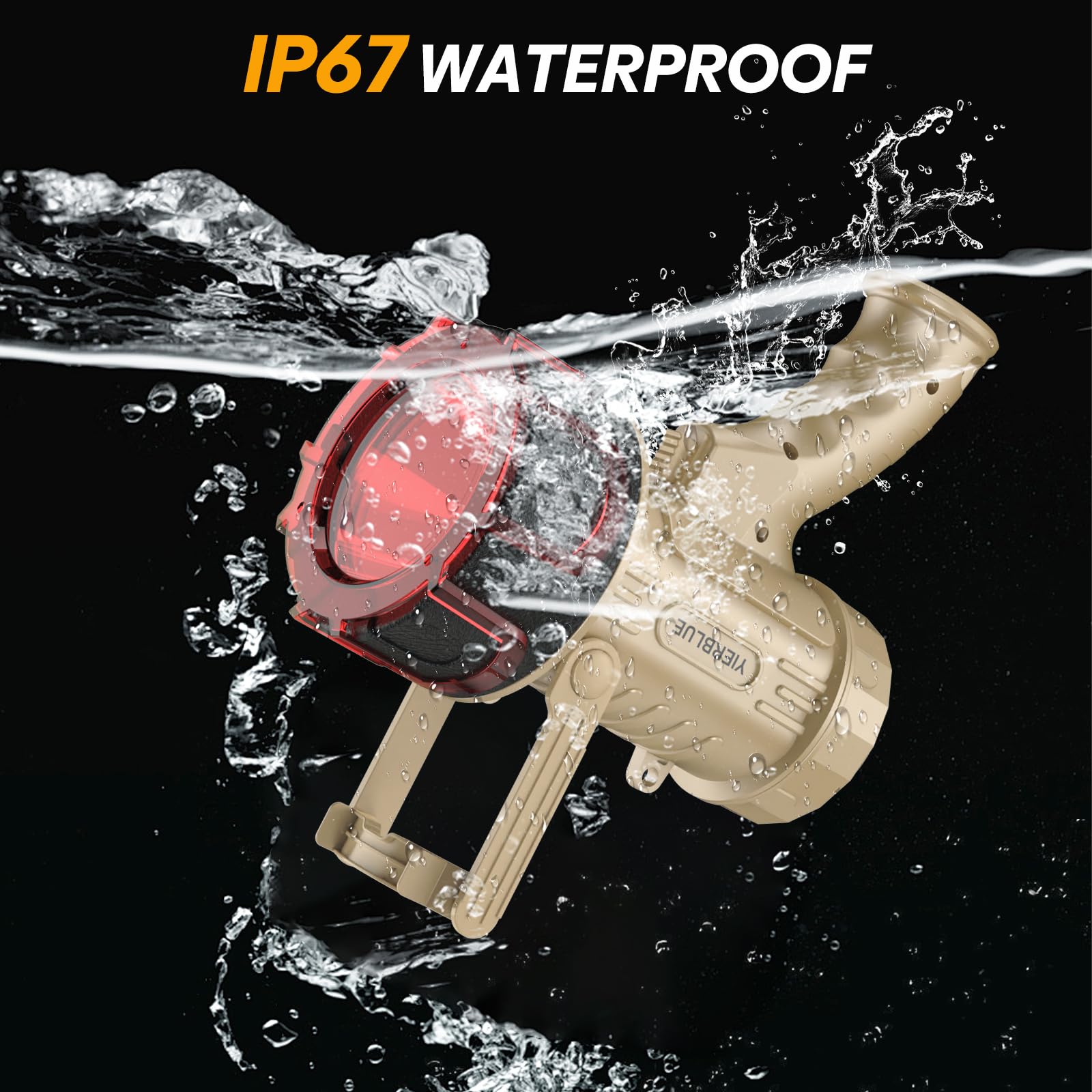 YIERBLUE IP67 waterproof spotlight withstands rain and splashes on trails