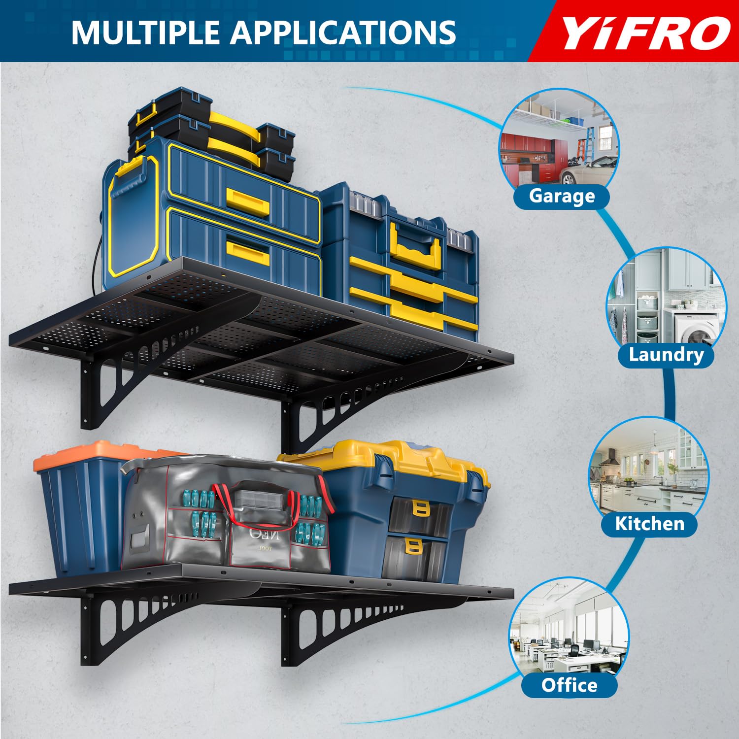 YIFRO 500 lbs total load capacity shelving supports heavy gear