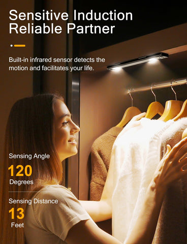 YIGER wireless motion sensor light activates on approach for hands-free lighting.