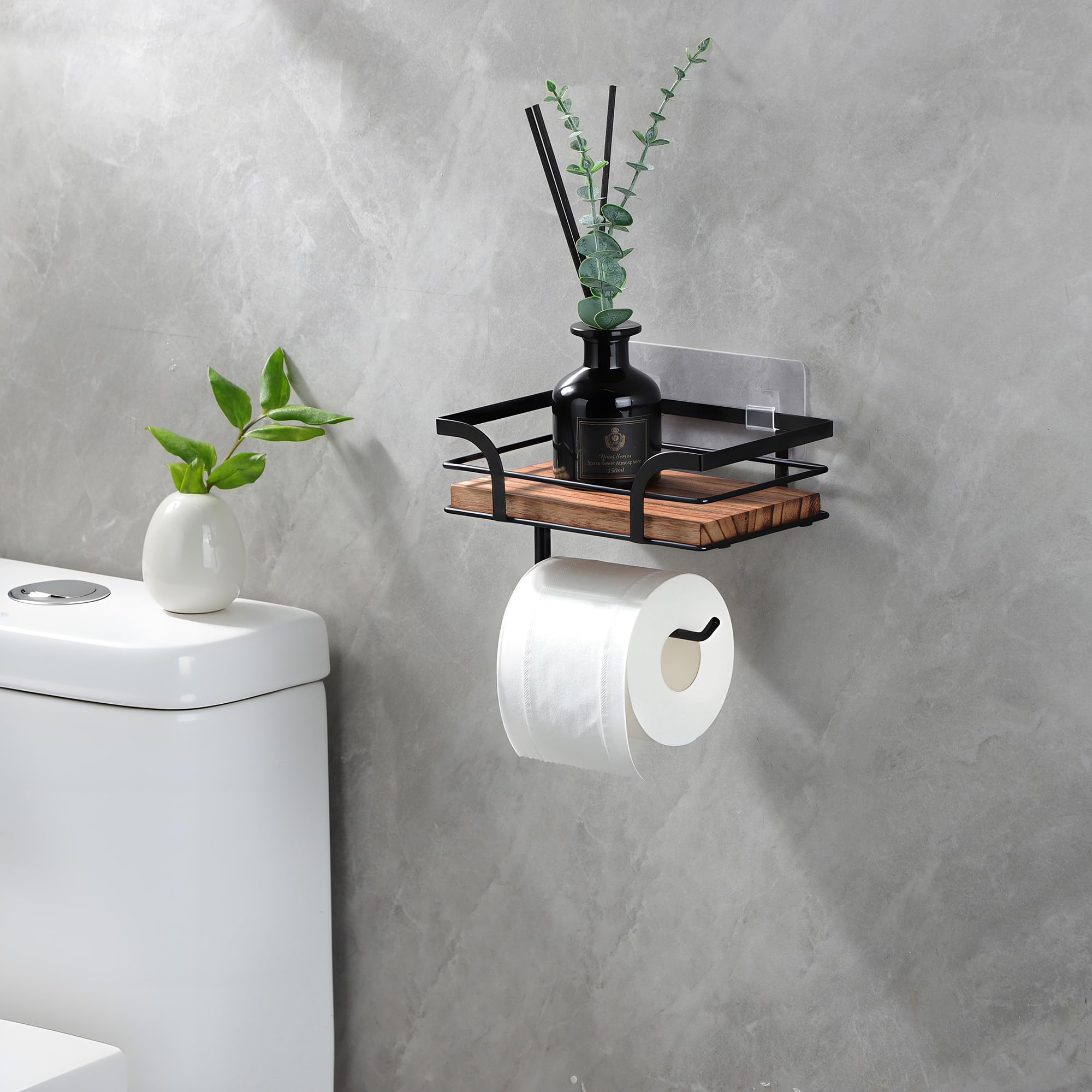 YIGII wall-mounted holder supports 3M or screw installation.