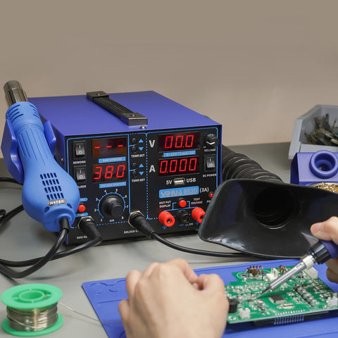 YIHUA 853D auto-shutdown safety feature protecting the station and work