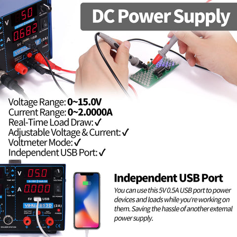 YIHUA 853D USB port for testing while powered.