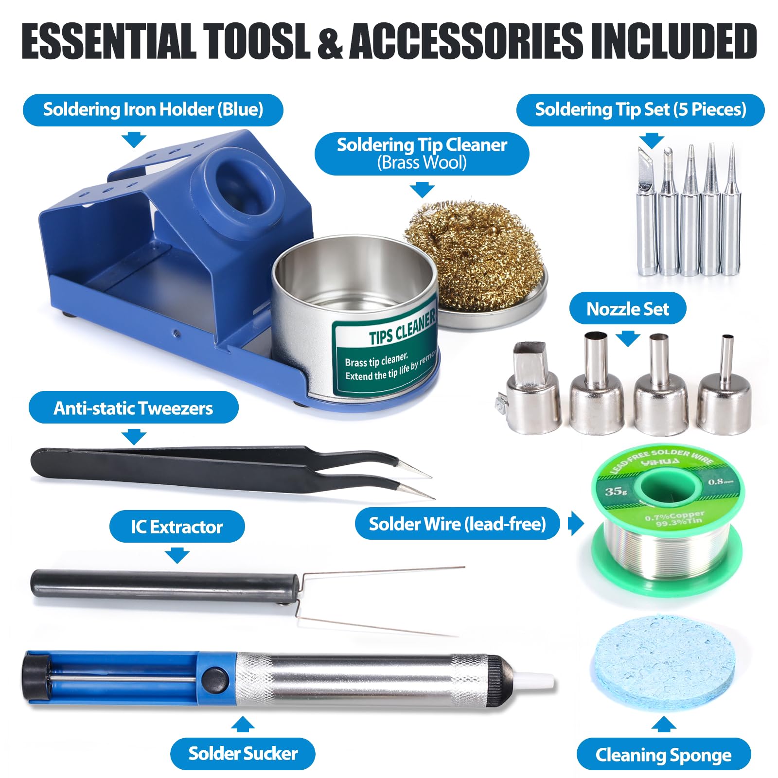 YIHUA 862BD+ brass-wool tip cleaner for longer tip life and reliability.