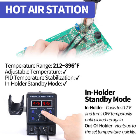 YIHUA 8786D US plug model works with 110-127V power outlets.