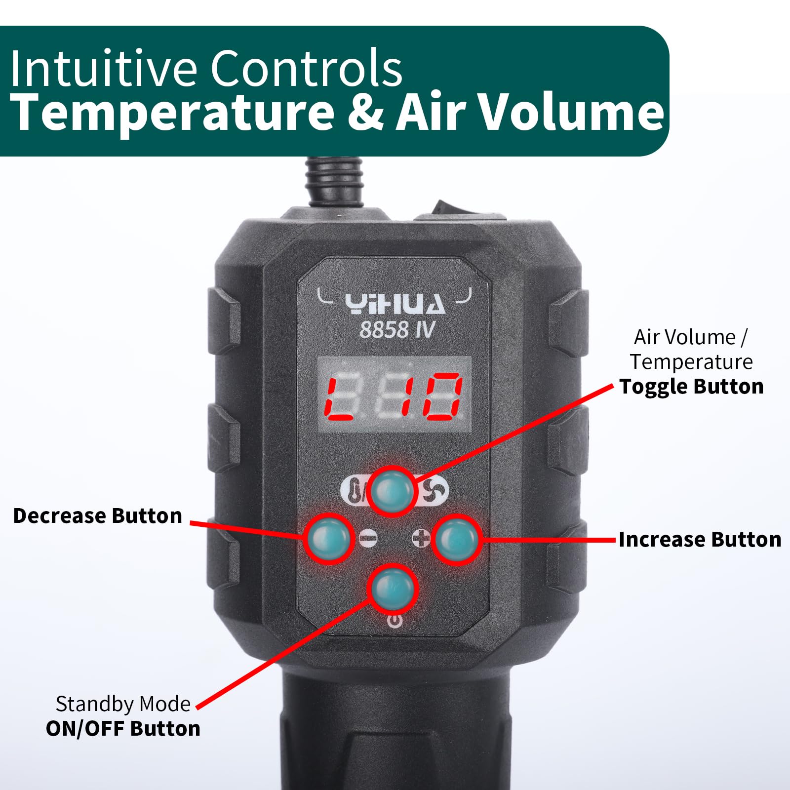 YIHUA 8858-IV with precise temperature control for stable heat.