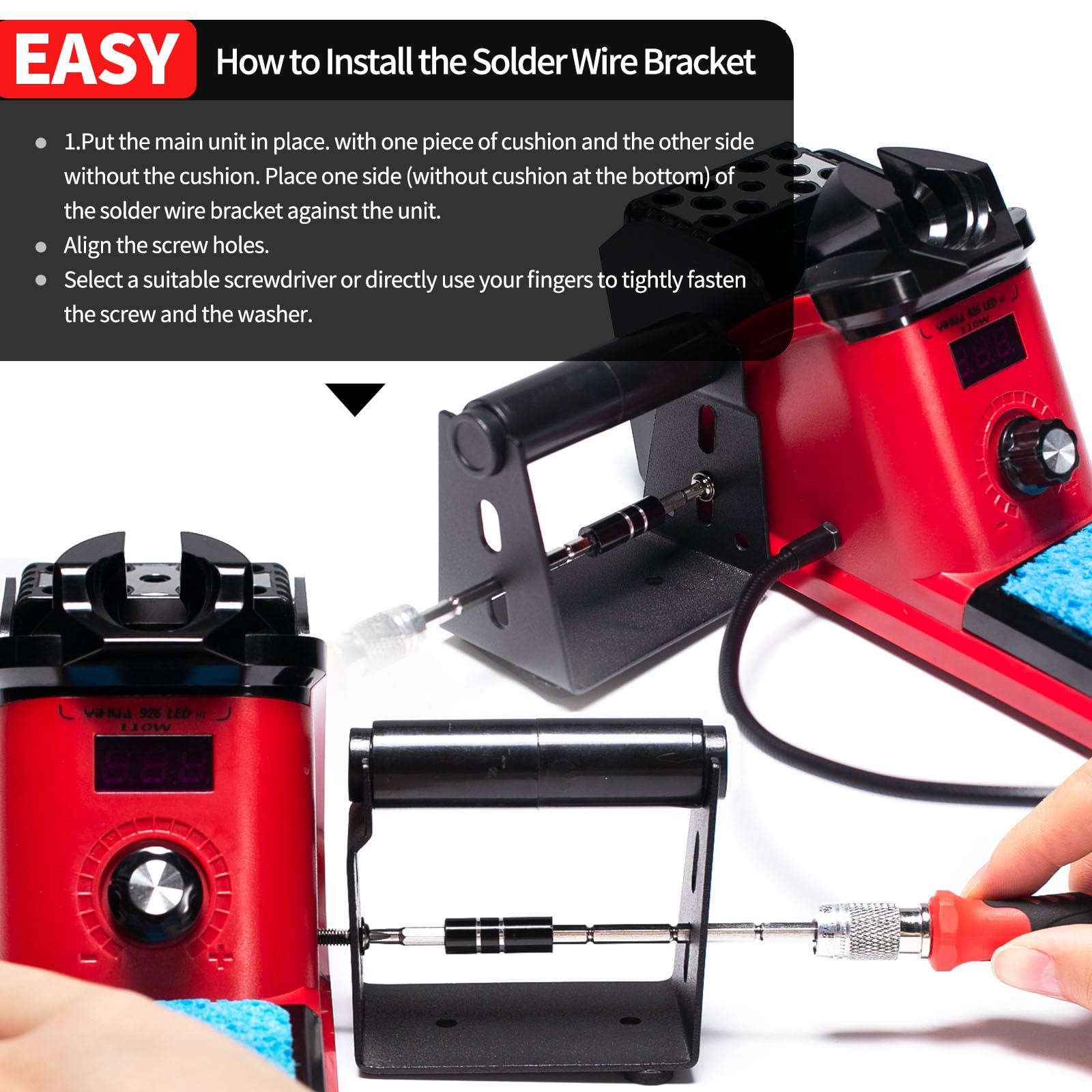 YIHUA 926 III includes three interchangeable tips for versatile soldering tasks.