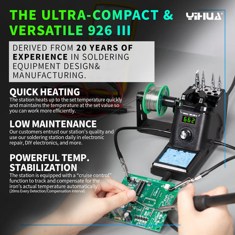 YIHUA two helping hands stabilize delicate soldering tasks.