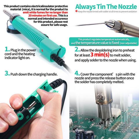 YIHUA 929D-V cleaning pin included for clog prevention