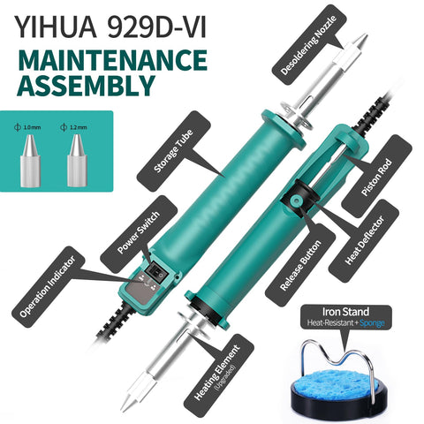 YIHUA 929D VI ready in 30 seconds speeds desoldering readiness.