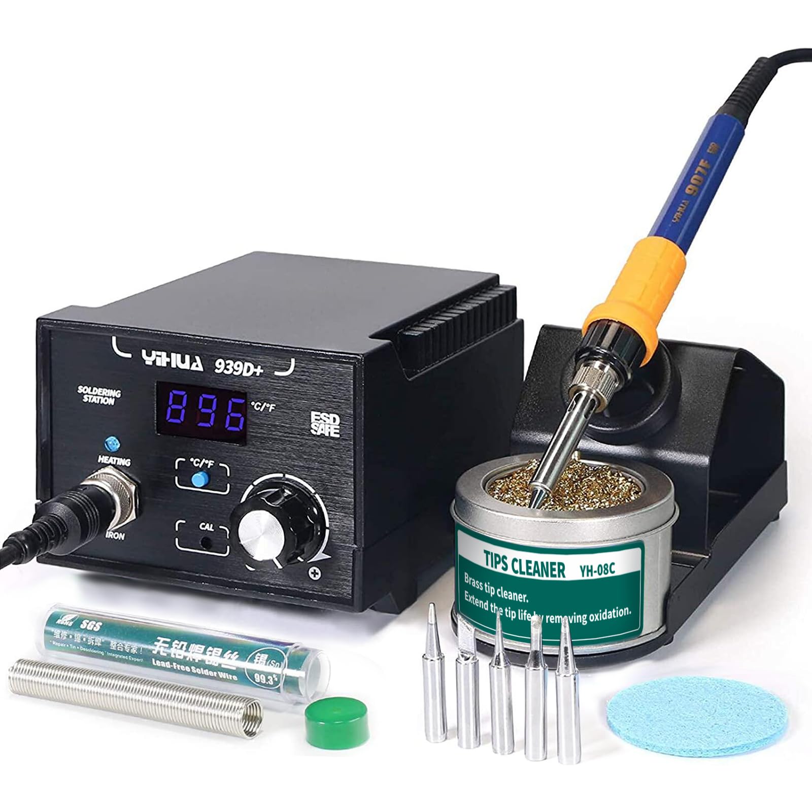 YIHUA 939D+ top panel with precise temperature control for consistent work.