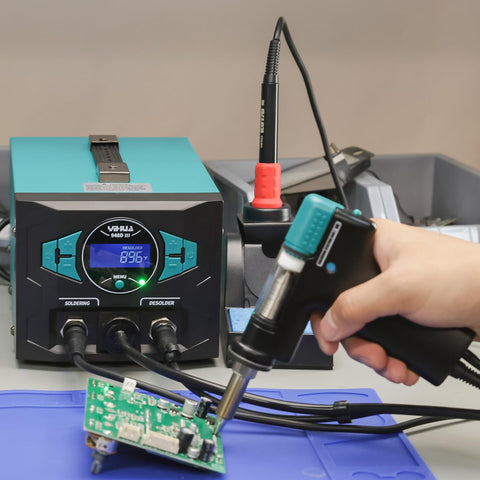 YIHUA 948D-III kit contents include nozzles, filters, and storage chamber