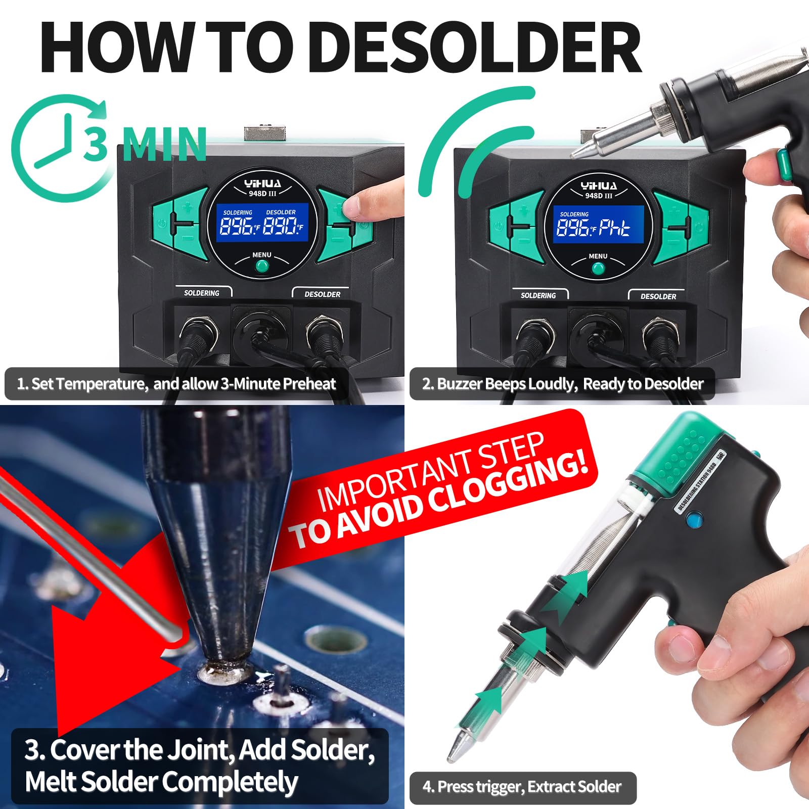 YIHUA 948D-III desoldering nozzle 0.8mm for precise joints