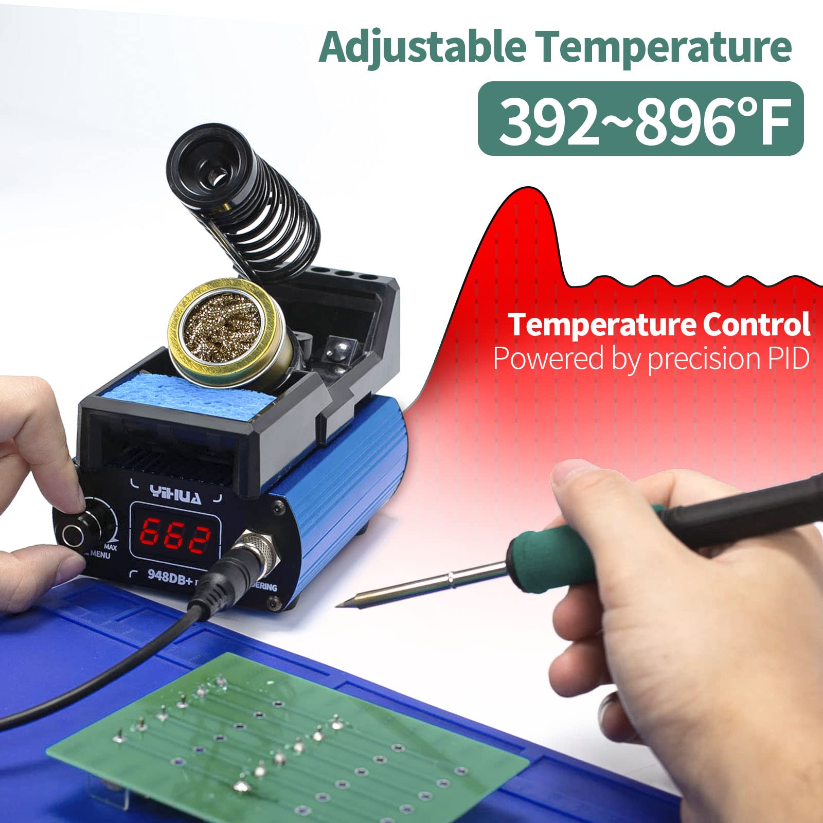 YIHUA 948DB+ II T12 tips kit for versatile soldering tasks.