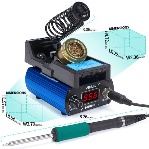 YIHUA 948DB+ II US plug-ready unit for global voltage compatibility.