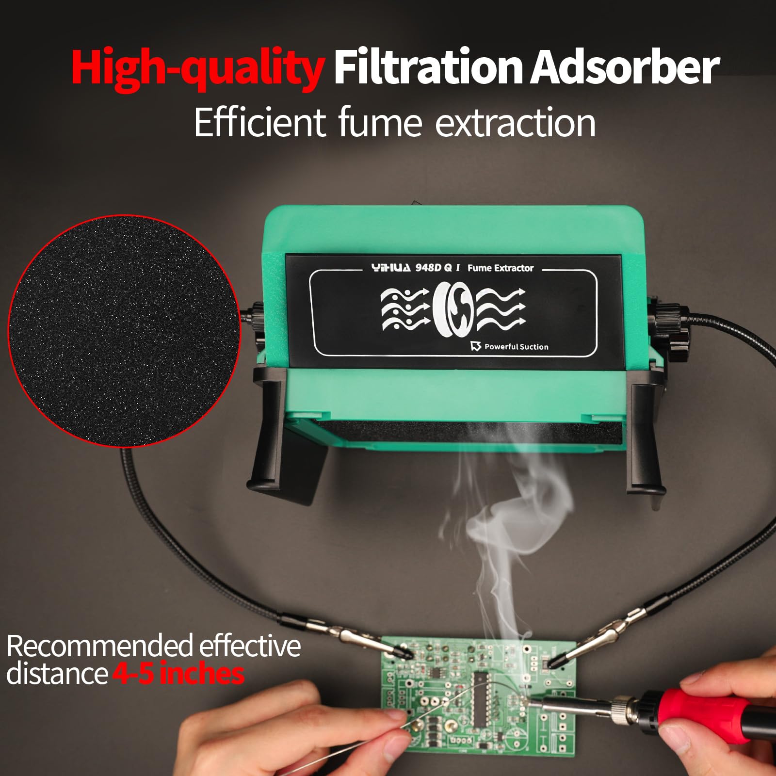 YIHUA 948DQ-I tiltable stand enables flexible coverage during detailed work