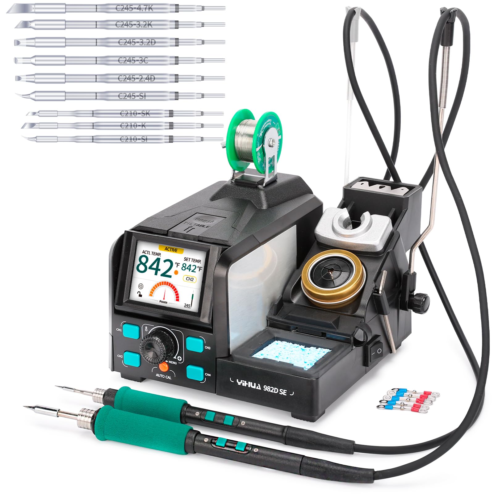 YIHUA 982D SE front view showing a compact, fast-heating soldering station for precise work