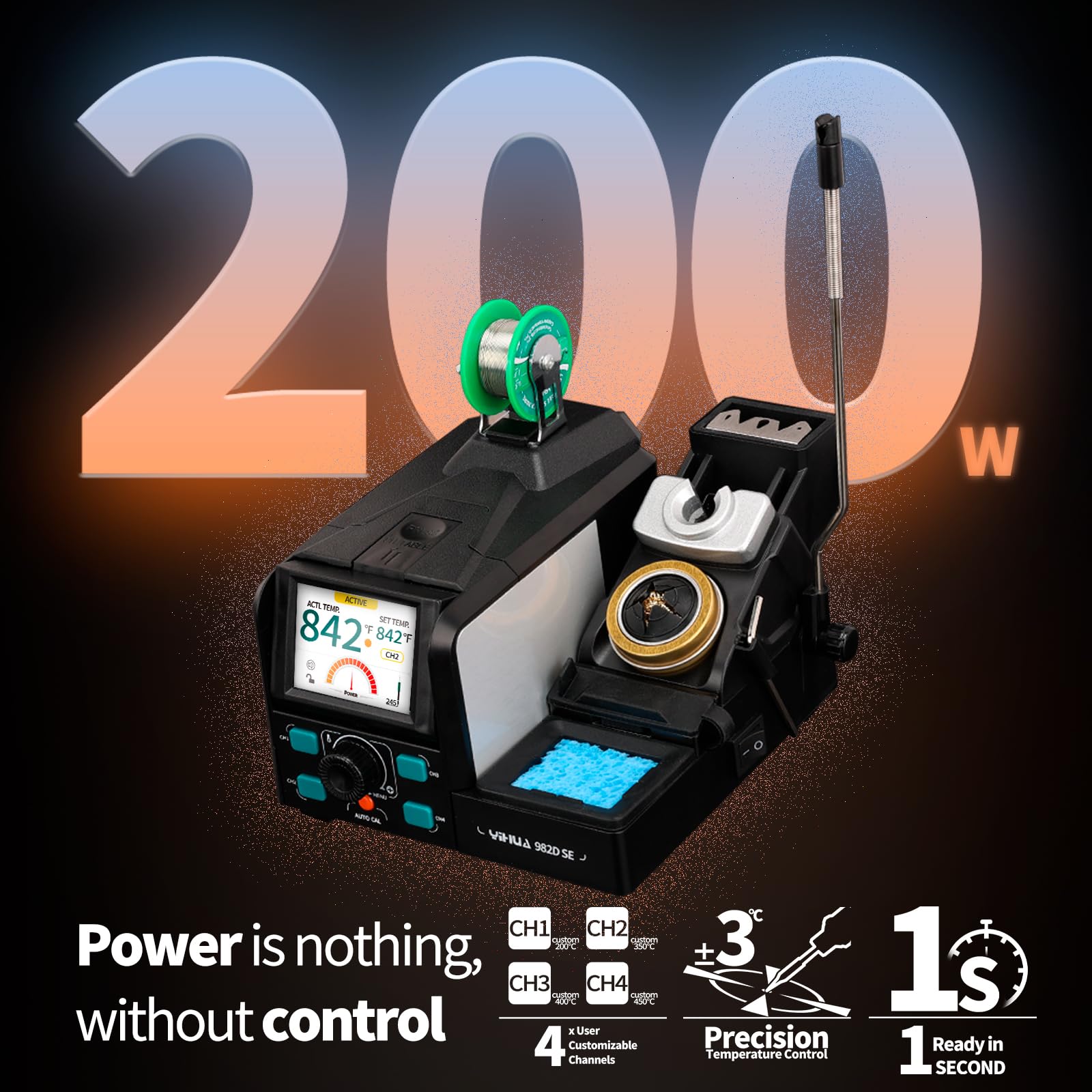 YIHUA 982D SE tips storage area keeps components organized during work