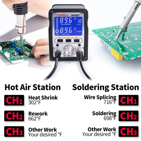YIHUA 995D+ PID temperature control keeps heat steady during rework.