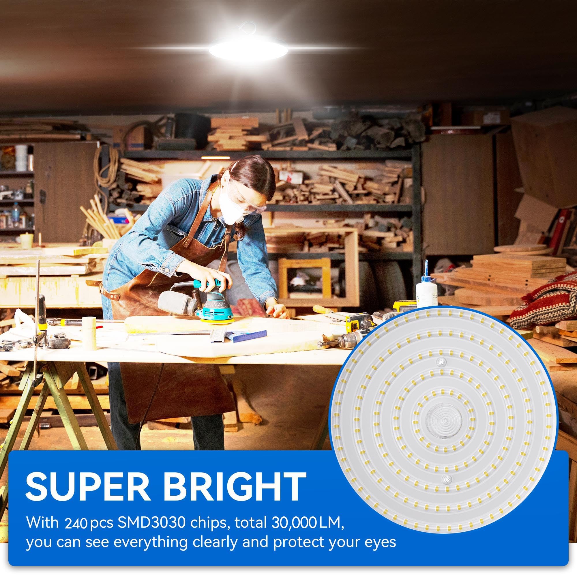 Yihuven 5000K daylight color rendering showing natural lighting for work tasks