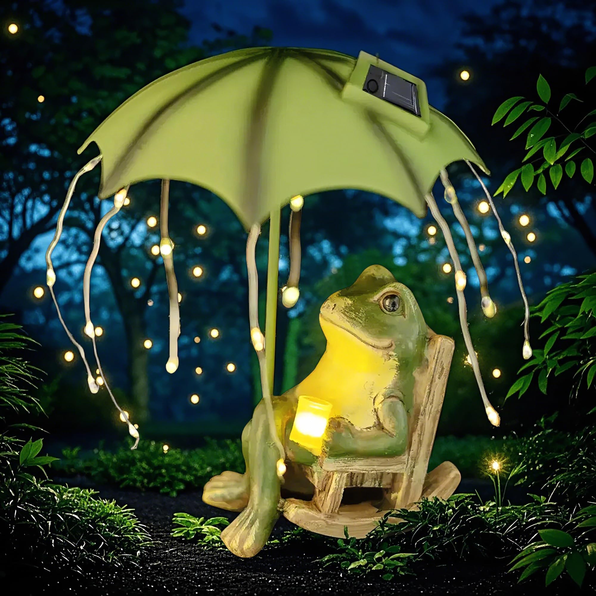 yiilead frog garden statue outdoor lighting enhances patio evenings
