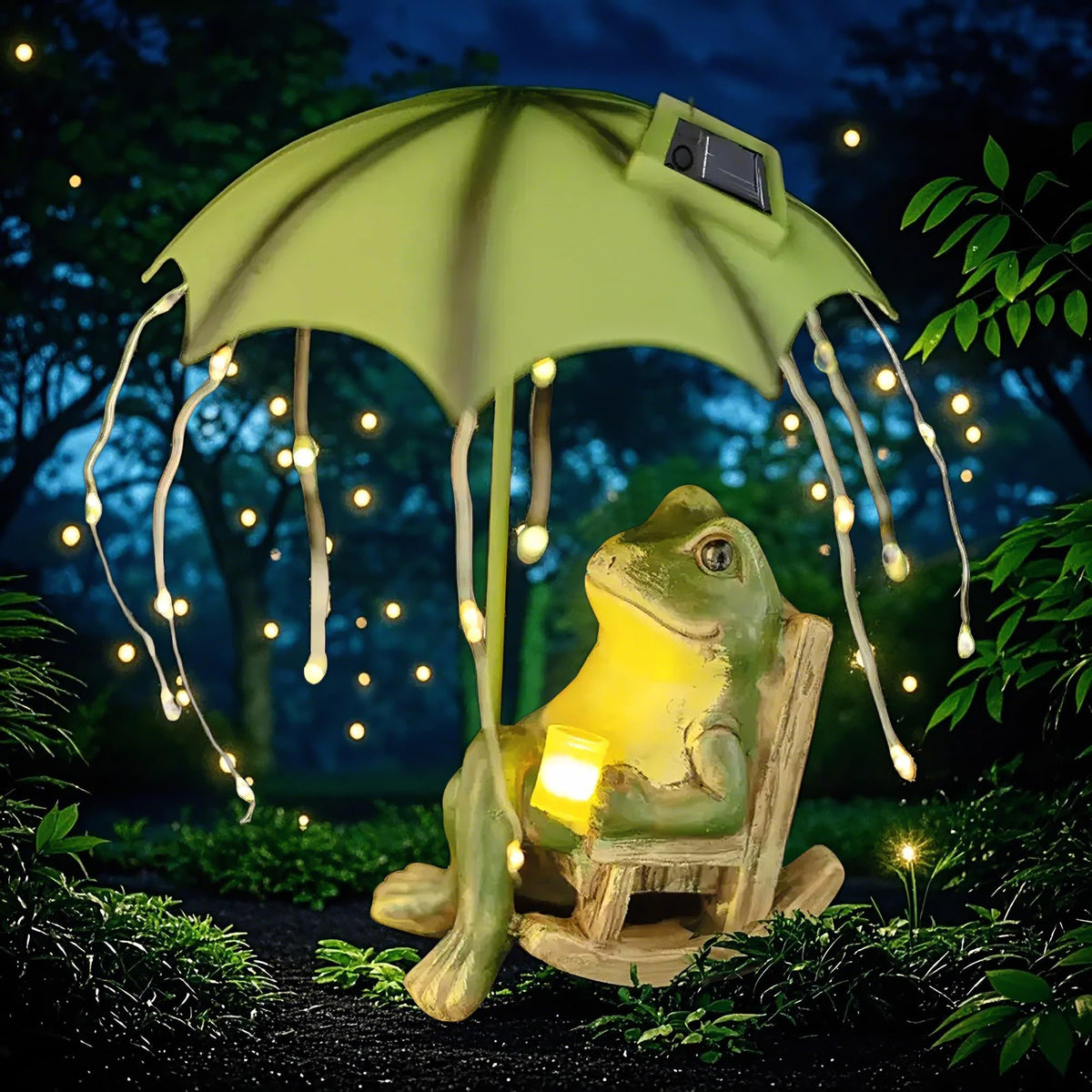 yiilead frog garden statue outdoor lighting enhances patio evenings