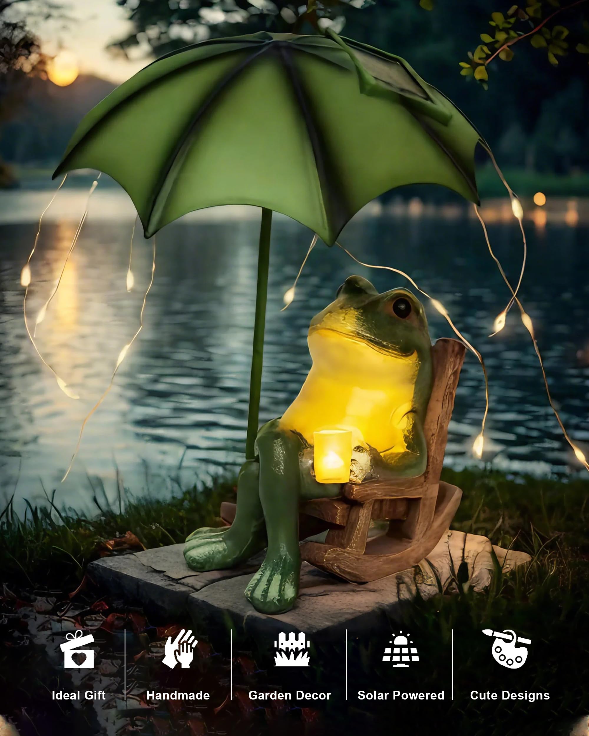 yiilead frog garden statue with umbrella base adds playful charm