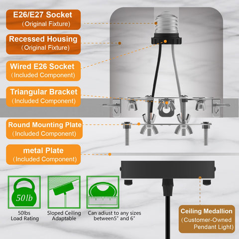Yiizon ceiling medallion adds a refined, professional touch to the installed fixture.
