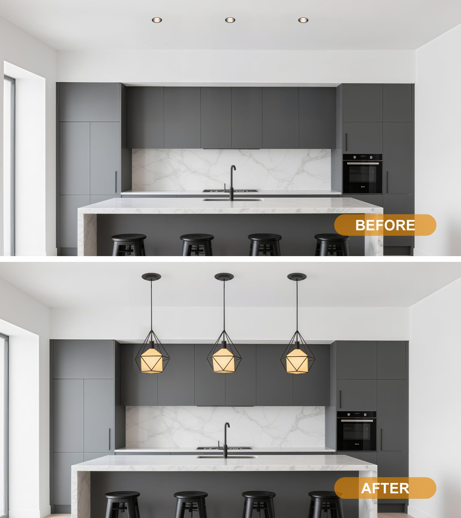 YIIZON final pendant look showcases a clean, stylish finish with no sag