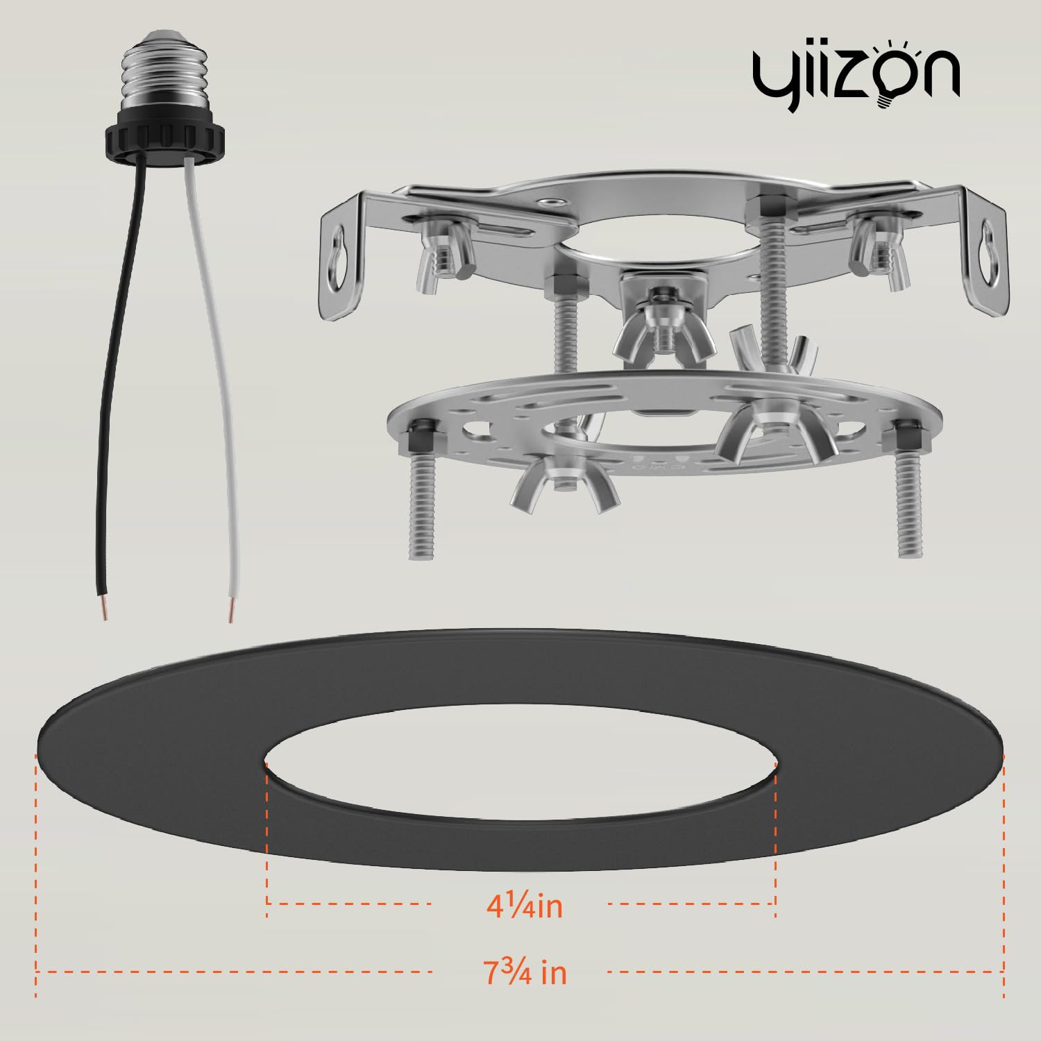 YIIZON hanging light assembly supports fixtures up to 50lbs.