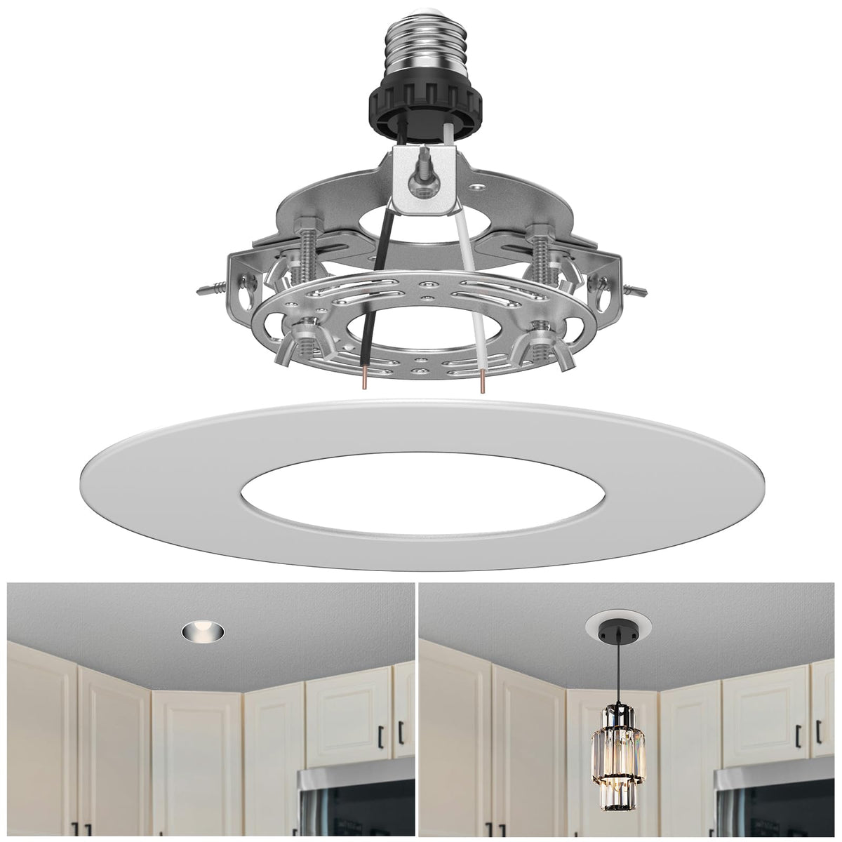 Yiizon recessed to pendant kit converts existing cans into pendant lighting elegantly.