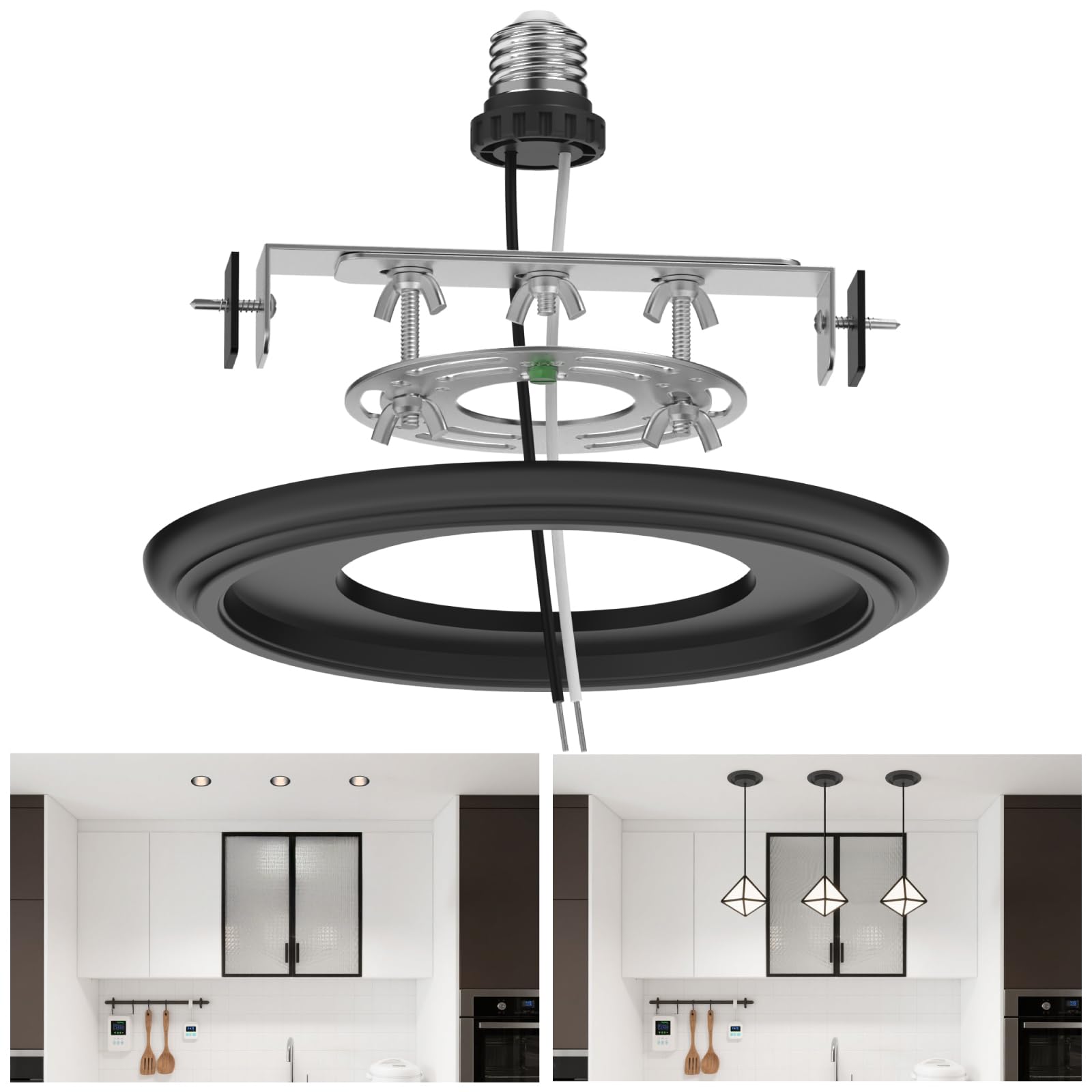 YIIZON recessed-to-pendant converter kit 6-inch socket for easy retrofit and upgraded lighting