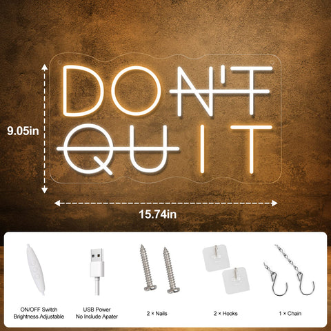 YIKBIK Don't Quit neon wall light is USB powered for flexible placement