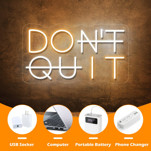 YIKBIK Don't Quit neon sign provides quiet illumination for study or work