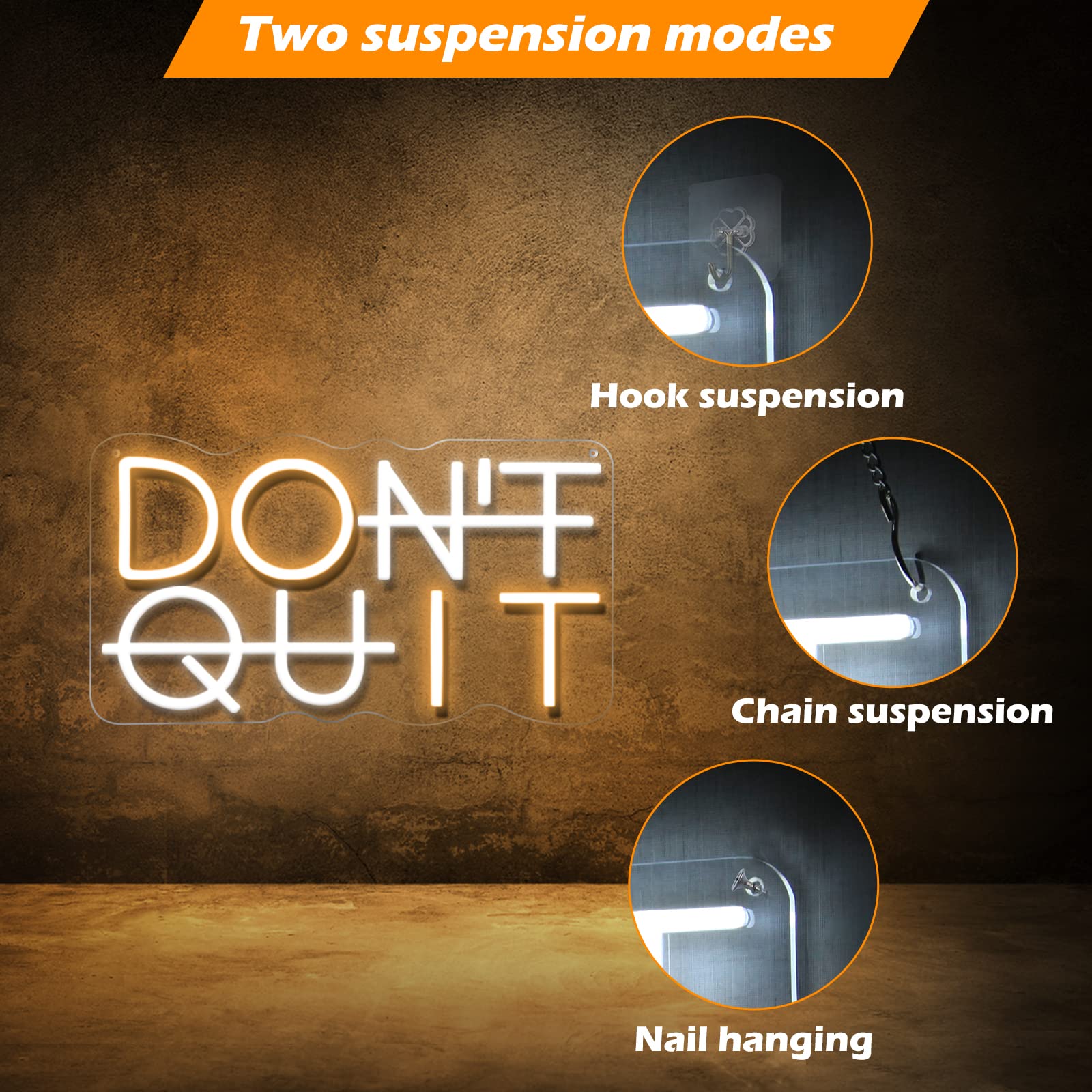YIKBIK Don't Quit LED sign features low-heat, silent operation for daily use