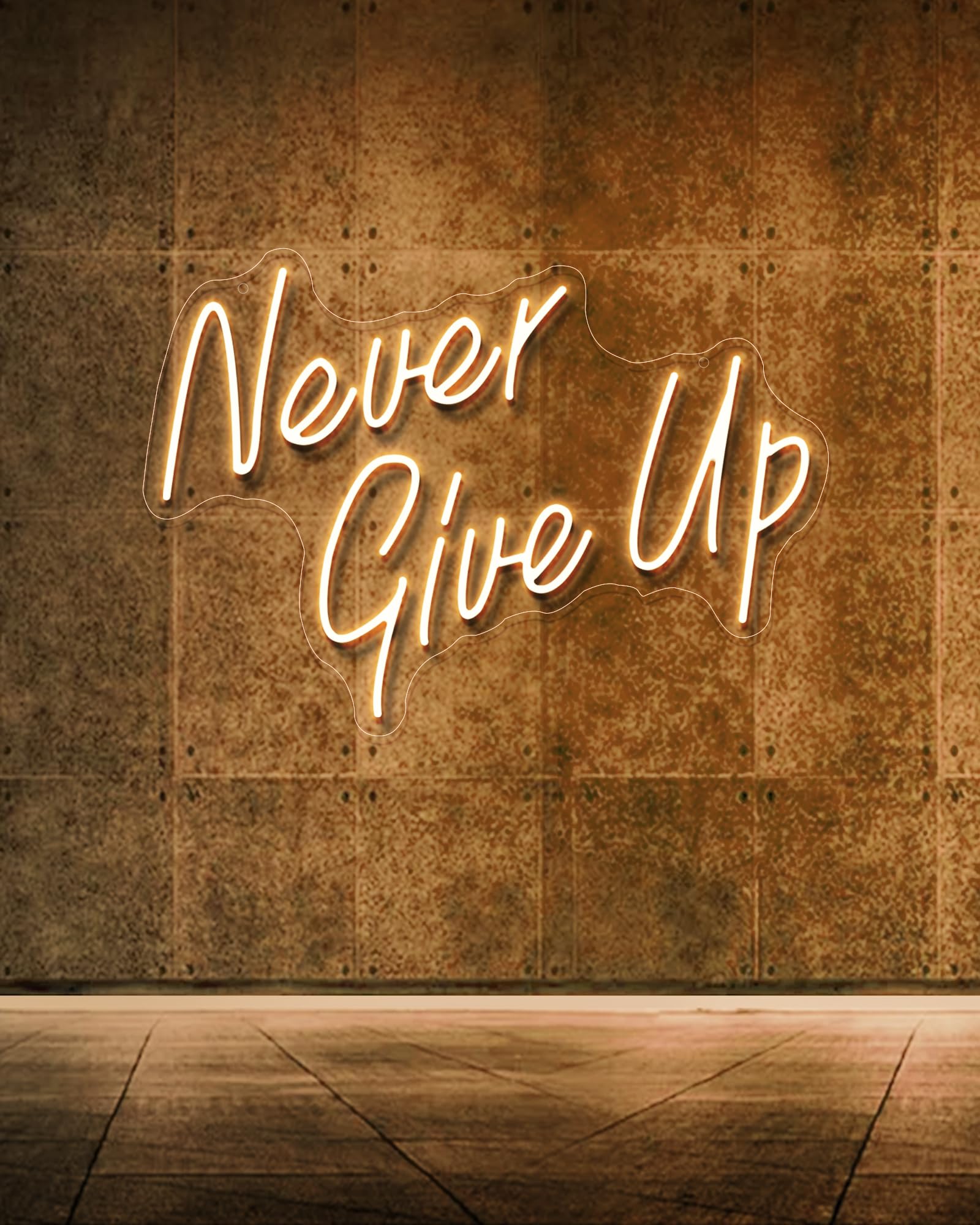 YIKBIK Never Give Up neon sign wall-mount for bold room decor and motivation.