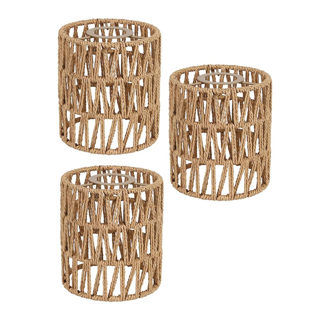 YIKEGE LICHT rattan lamp shade three-pack assembly view for easy replacement