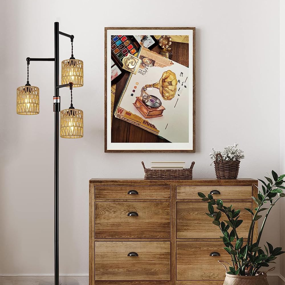 YIKEGE LICHT rattan shade closeup weave highlights natural texture